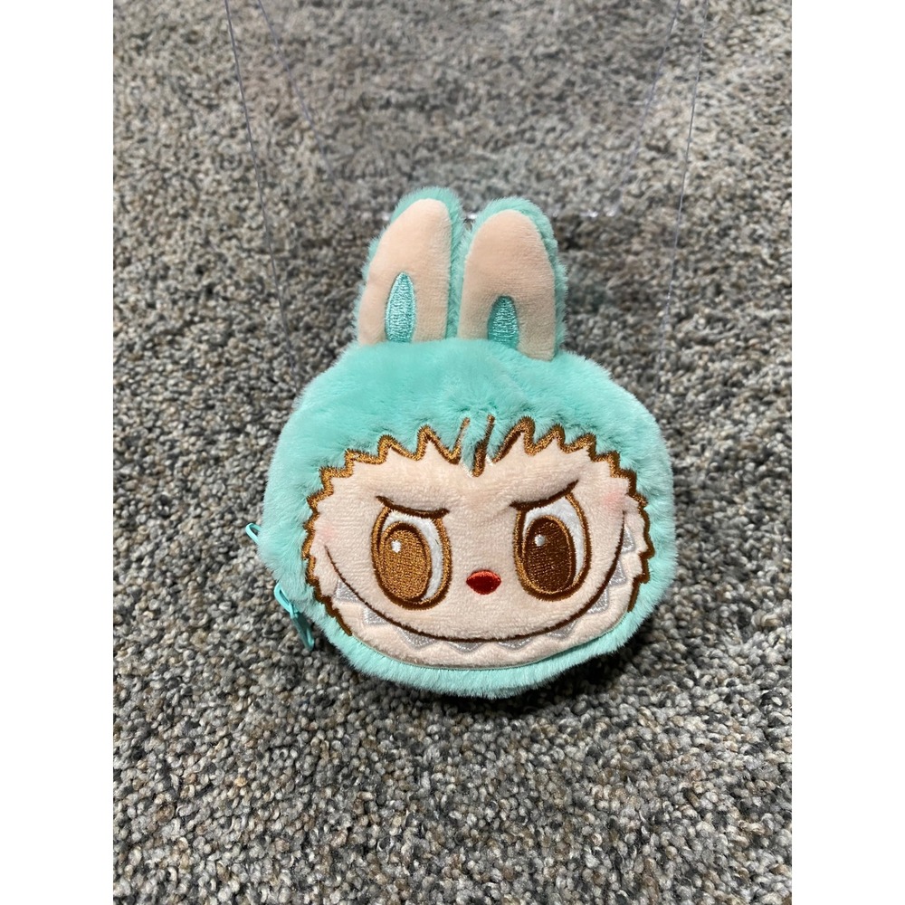 Pop Mart Labubu Plush Coin Purse Unisex OS Mint Green Excellent Flip Face Toy